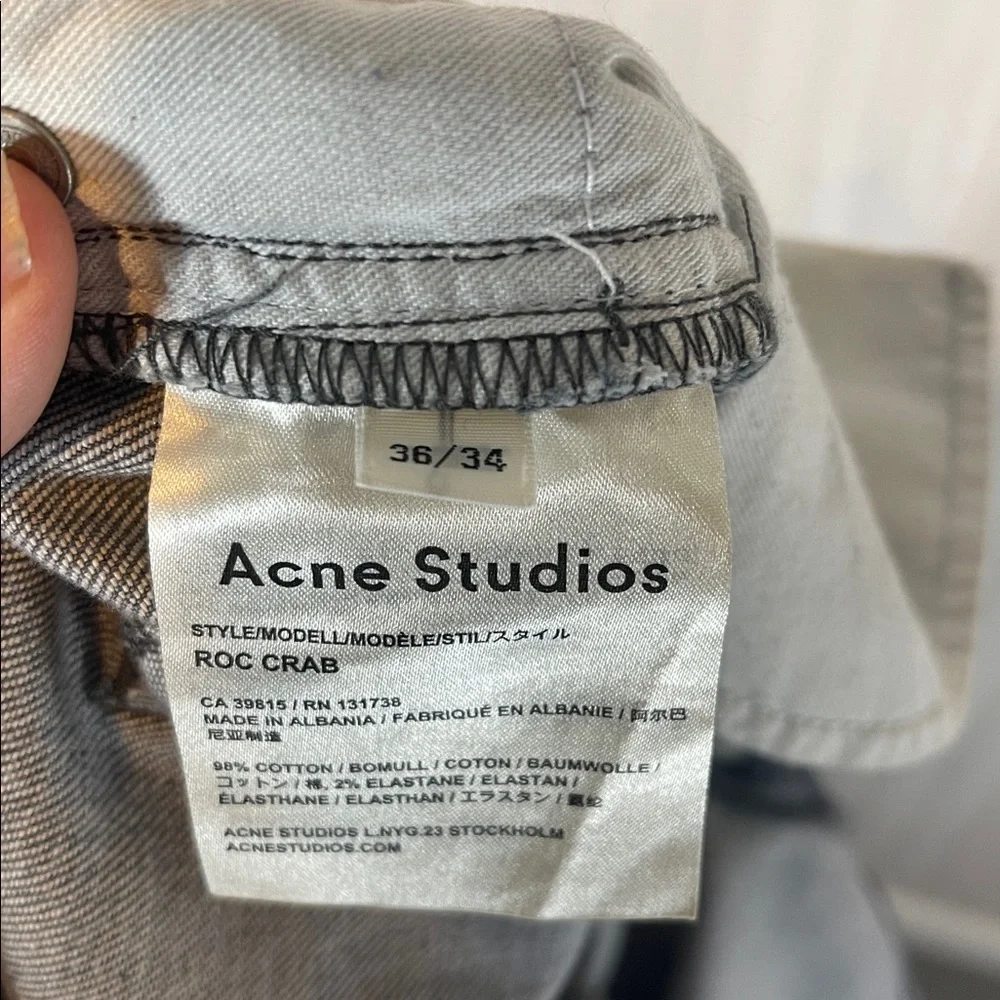 ACNE STUDIOS GRAY BUTTON FLY ROC CRAB DENIM JEANS 36/34